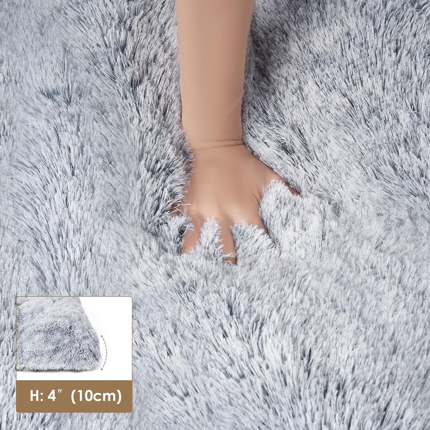 80 x 55 CM Winter Long Plush Dog Bed for Large Dogs - 10CM Thickened Fluffy view 4