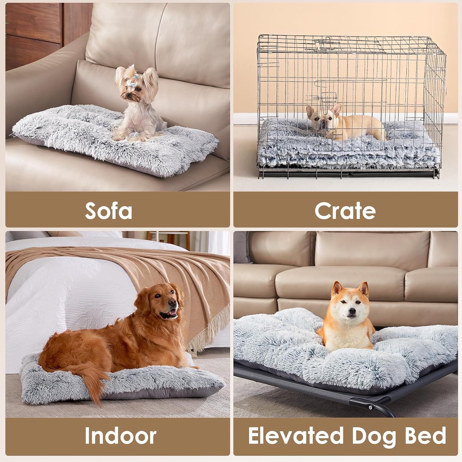 80 x 55 CM Winter Long Plush Dog Bed for Large Dogs - 10CM Thickened Fluffy view 5