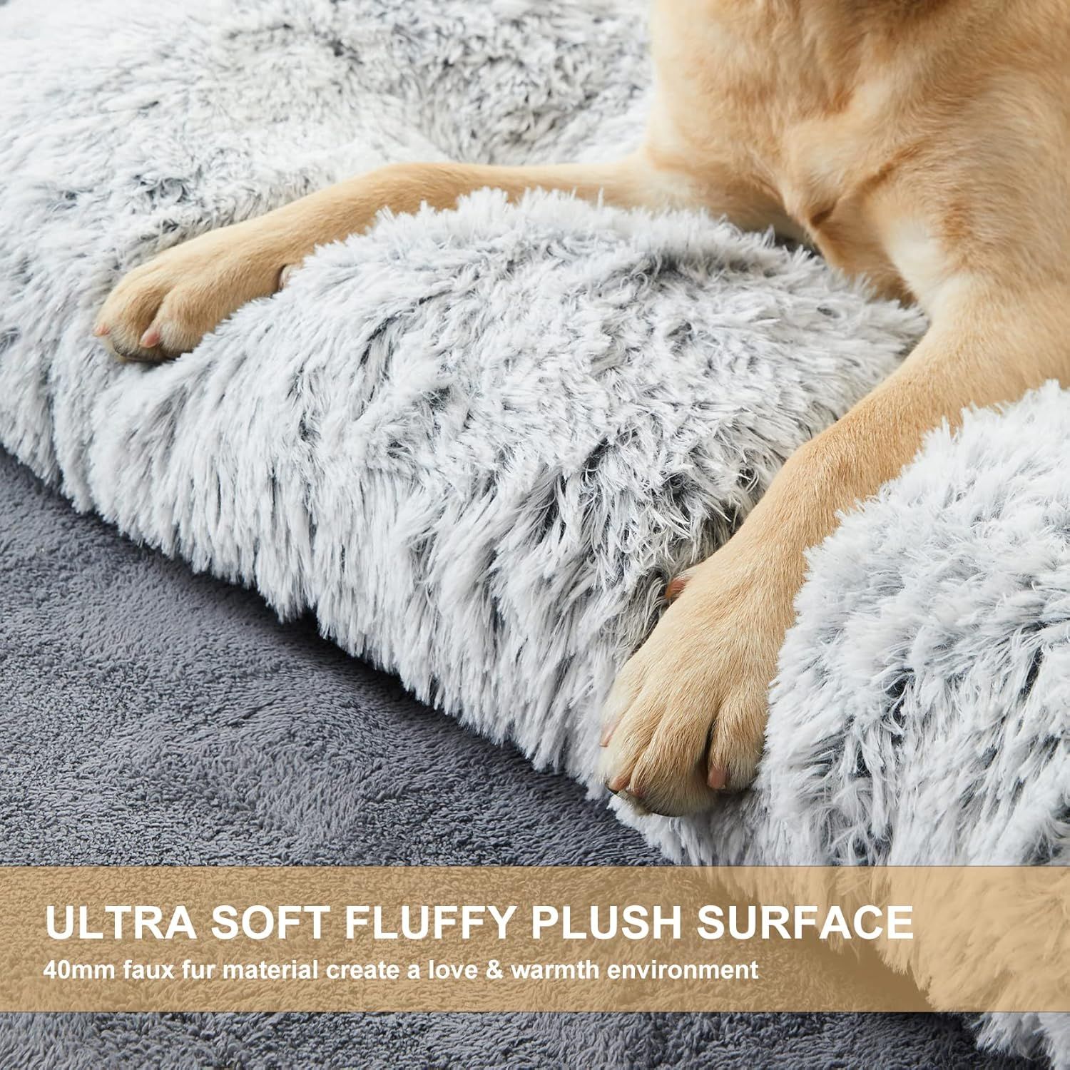 95 x 65 CM Winter Long Plush Dog Bed for Large Dogs - 10CM Thickened Fluffy view 6