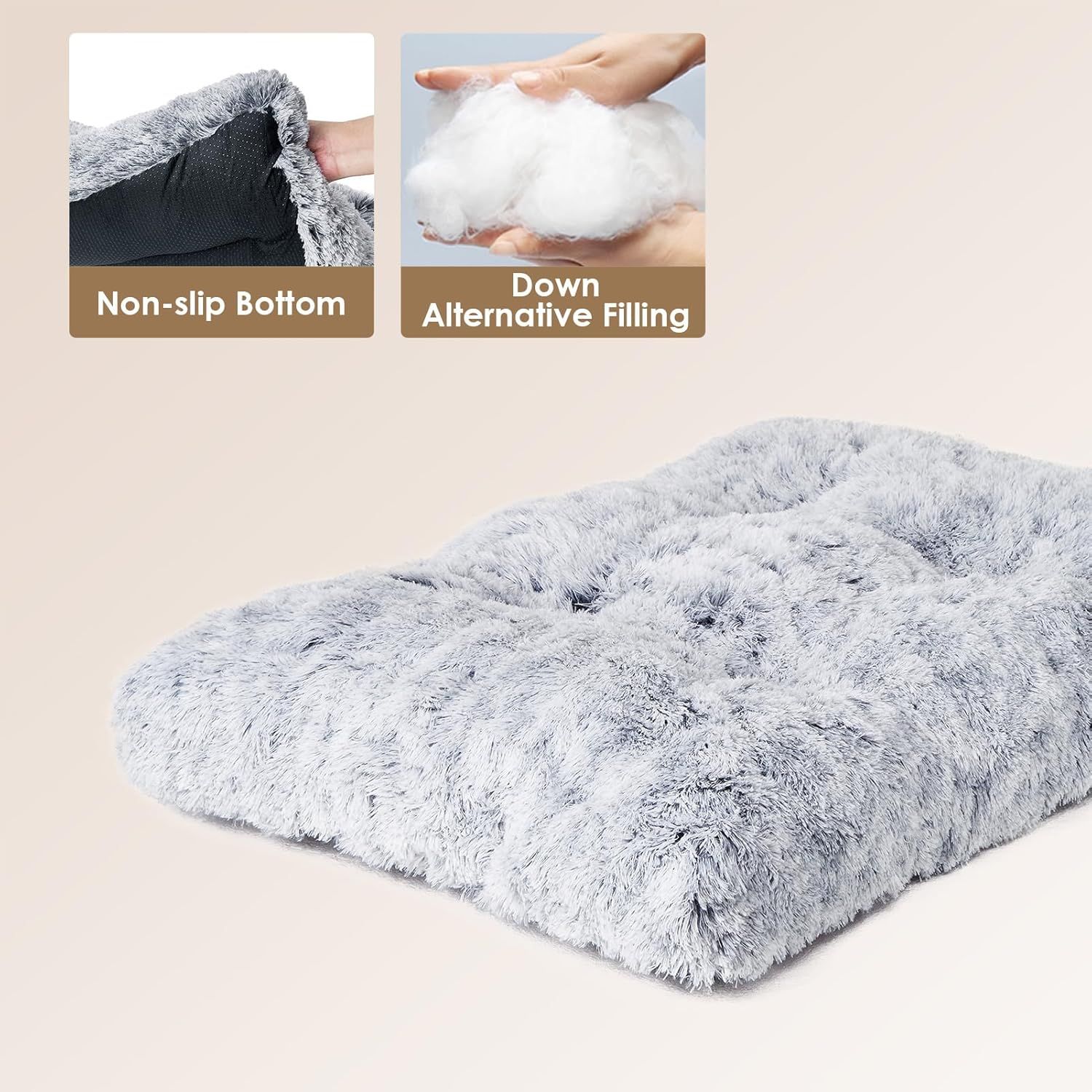 110 x 75 CM Winter Long Plush Dog Bed for Large Dogs - 10CM Thickened Fluffy view 2