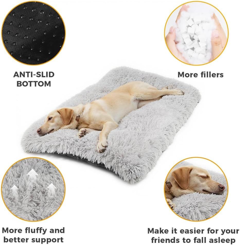 110 x 75 CM Winter Long Plush Dog Bed for Large Dogs - 10CM Thickened Fluffy view 8