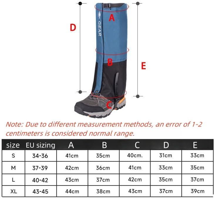 Black Breathable Nylon Waterproof Hiking Leg Gaiters and Snow Boot Gaiters view 3