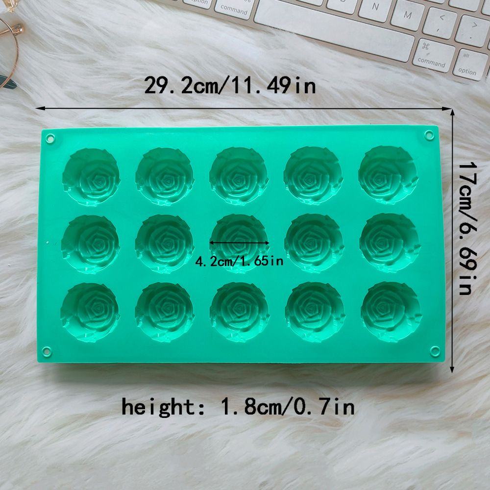 2PCS Green 3D Rose Shaped Silicone Baking Mold (15 Cavity) - Non-Stick Cake view 3