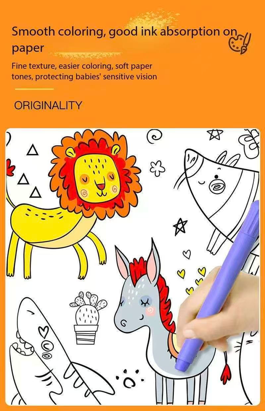 2 Piece- 6M Coloring Scroll Drawing Paper and 12-Color Marker Set view 3