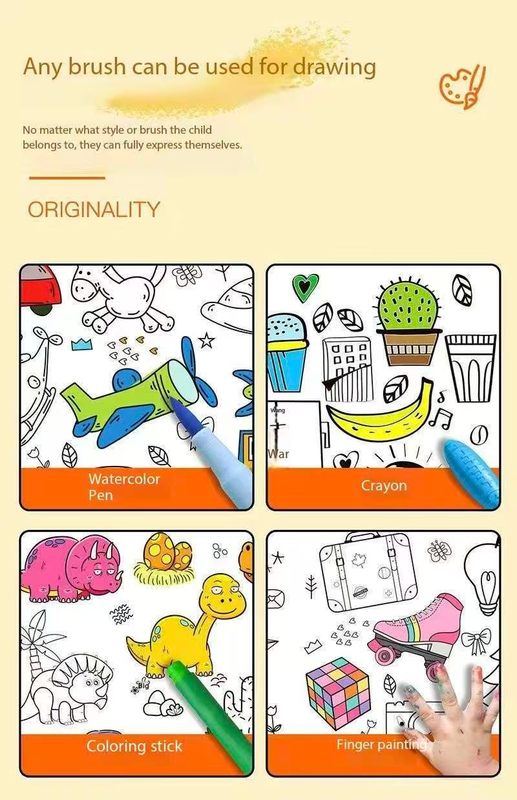 2 Piece- 12M Coloring Scroll Drawing Paper and 12-Color Marker Set view 5