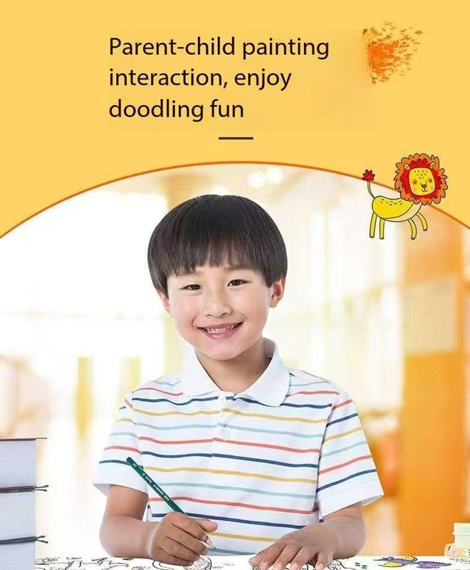 4 Piece- 3pce*3M Coloring Scroll Drawing Paper and 12-Color Marker Set view 2