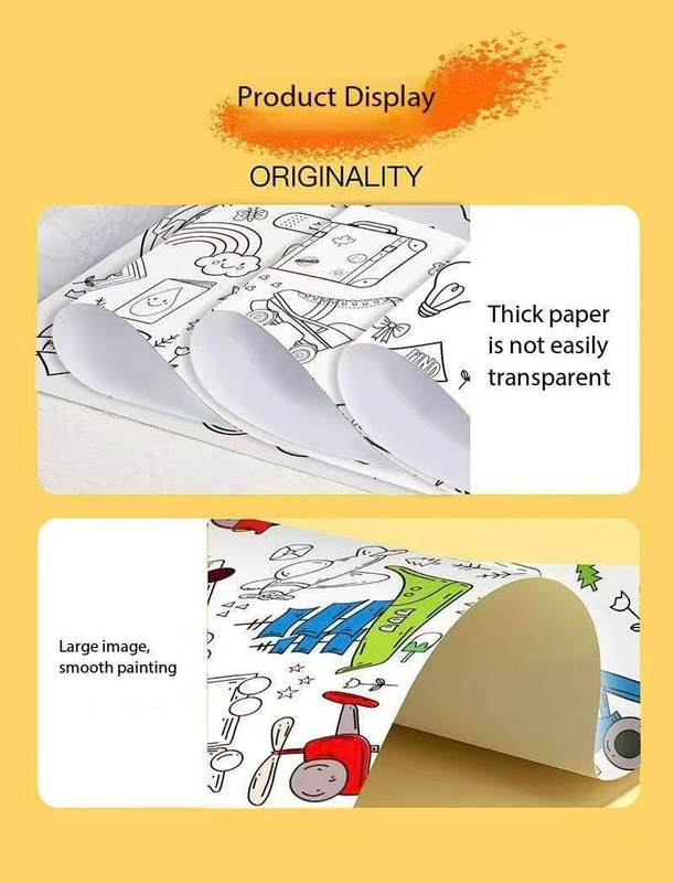 4 Piece- 3pce*3M Coloring Scroll Drawing Paper and 12-Color Marker Set view 6