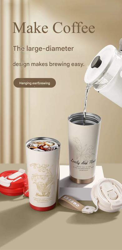 Red 316 Stainless Steel Insulated Coffee Tumbler 500ml with Dual-Use Lid view 6