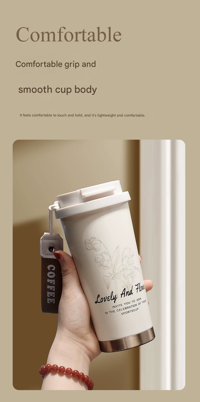 Red 316 Stainless Steel Insulated Coffee Tumbler 500ml with Dual-Use Lid view 10