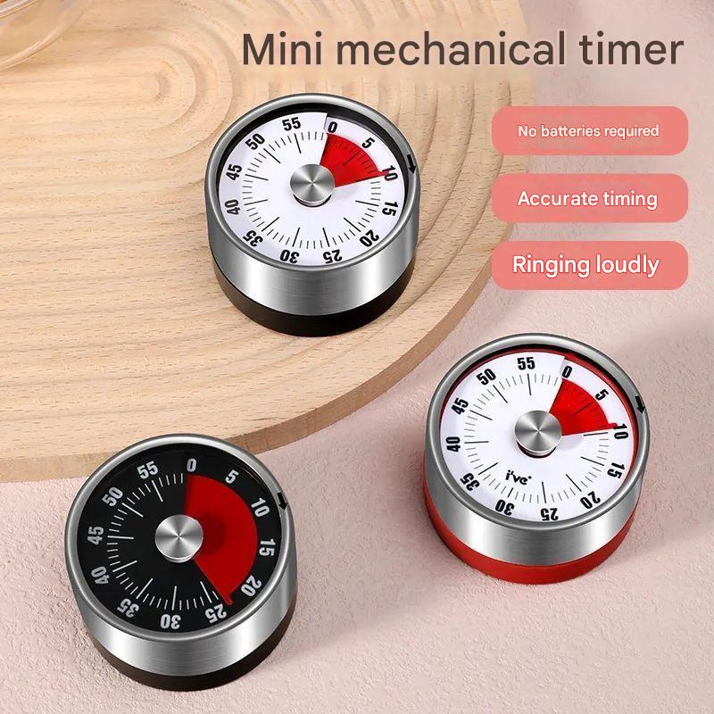 White Stainless Steel Magnetic Kitchen Timer - 60 Minute Mechanical Countdown view 5