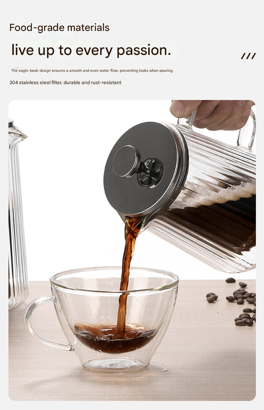 650ML Double Wall Glass French Press Coffee Maker - Borosilicate Glass Coffee view 6