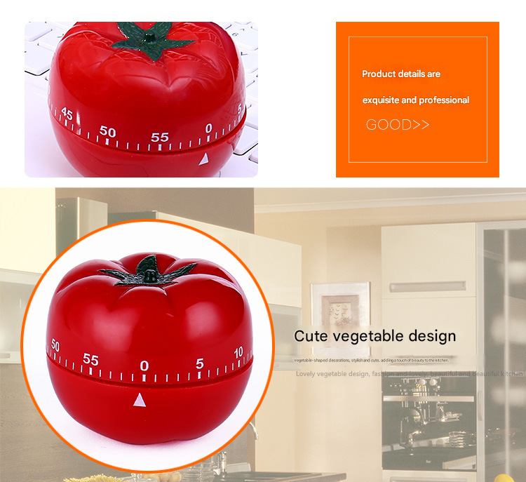 Small Size Tomato-shaped alarm Kitchen Timer - 60 Minute Mechanical Countdown view 3