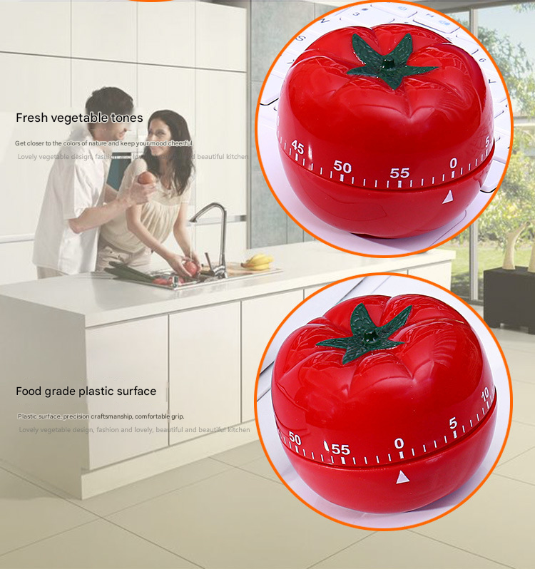 Big Size Tomato-shaped alarm Kitchen Timer - 60 Minute Mechanical Countdown view 4