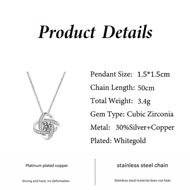 silvery white Necklace Rose Box Set Eternal Star Three-Leaf Clover Necklace view 2
