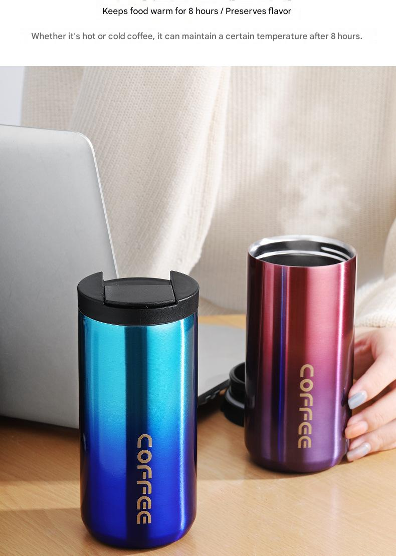 Gradient Blue Stainless Steel Coffee Mug 500ml Vacuum Insulated Travel Cup 8 view 4
