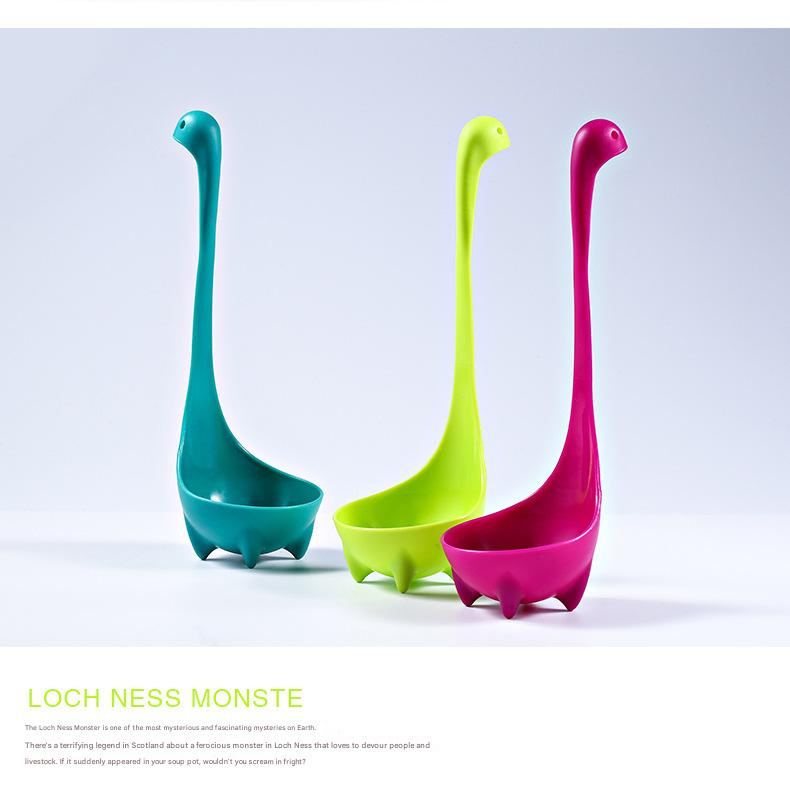 Red Nessie Ladle Loch Ness Monster Soup Spoon Cute Dinosaur Shaped Standing view 4