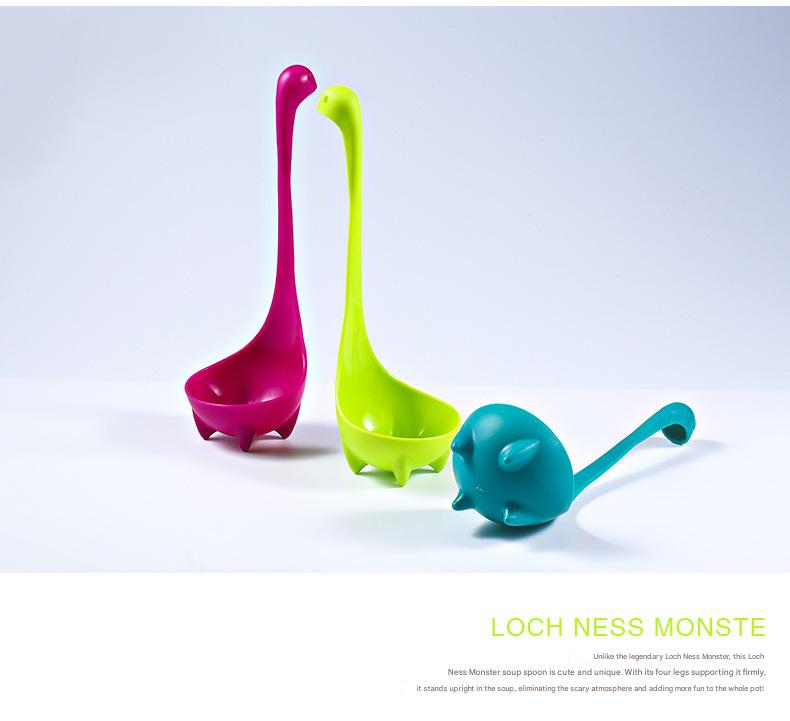 Green Nessie Ladle Loch Ness Monster Soup Spoon Cute Dinosaur Shaped Standing view 5
