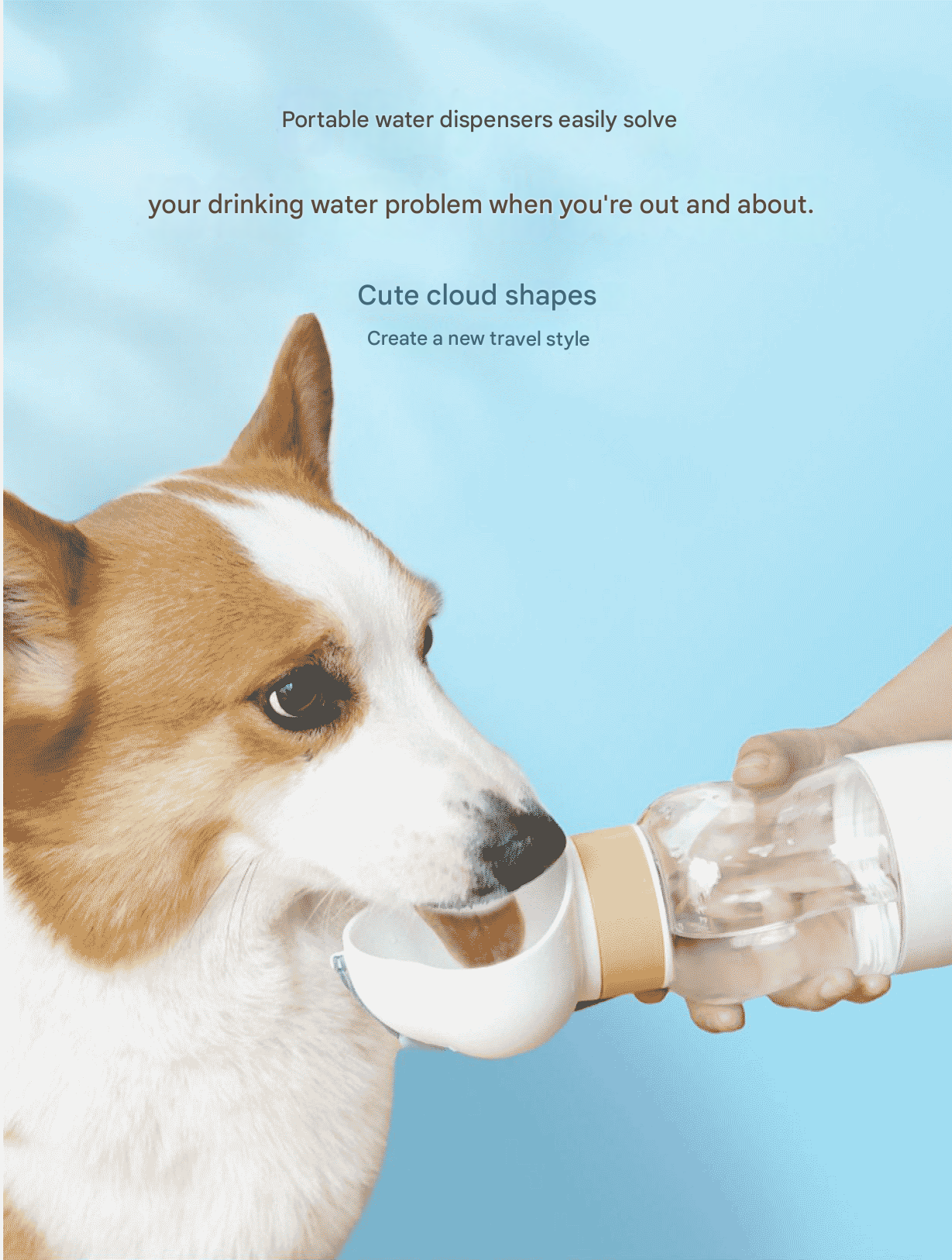 White 600ml Portable Dog Water Bottle - Leak-Proof Pet Travel Water Dispenser view 4