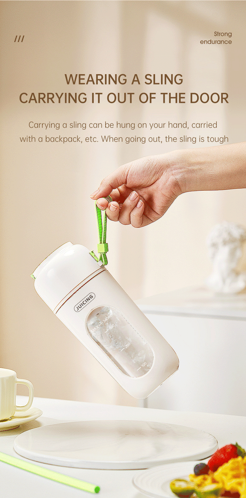 Green Portable Wireless Juicer Blender Cup - 350ml USB Rechargeable Personal view 11