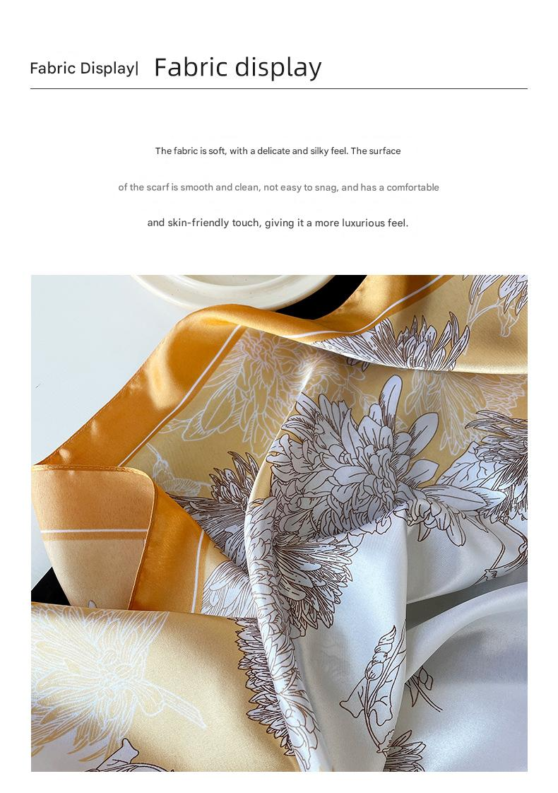 Yellow Gift Box Set Elegant 90x90cm Women's Square Scarf - Vintage Floral view 3