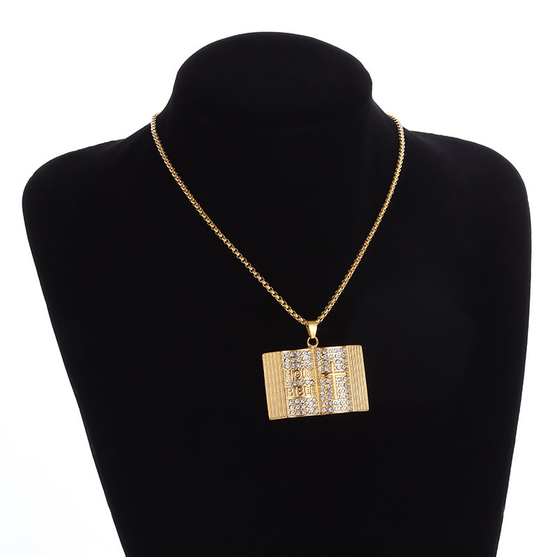 Aureate Vintage Holy Bible Book Pendant Necklace - Plated Alloy Cross view 6