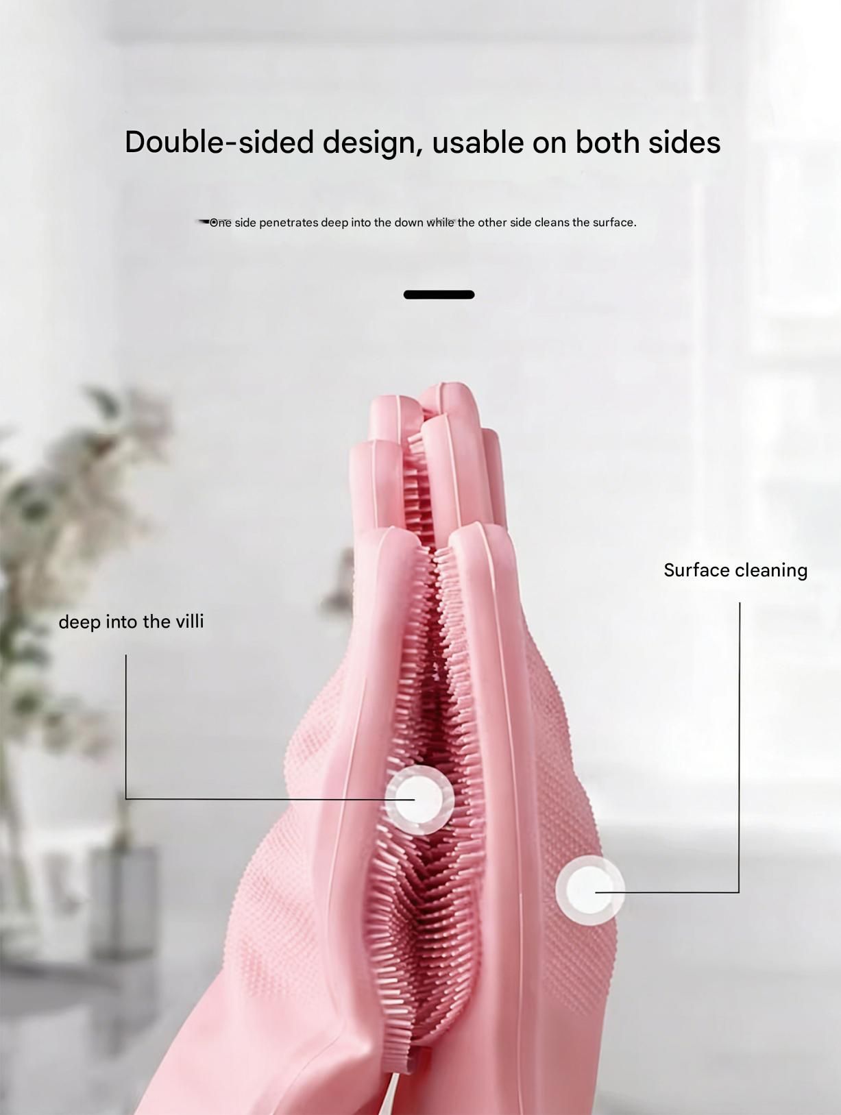 Pink Silicone Pet Bathing Gloves - Pink Double-Sided Design for Cats and Dogs view 7