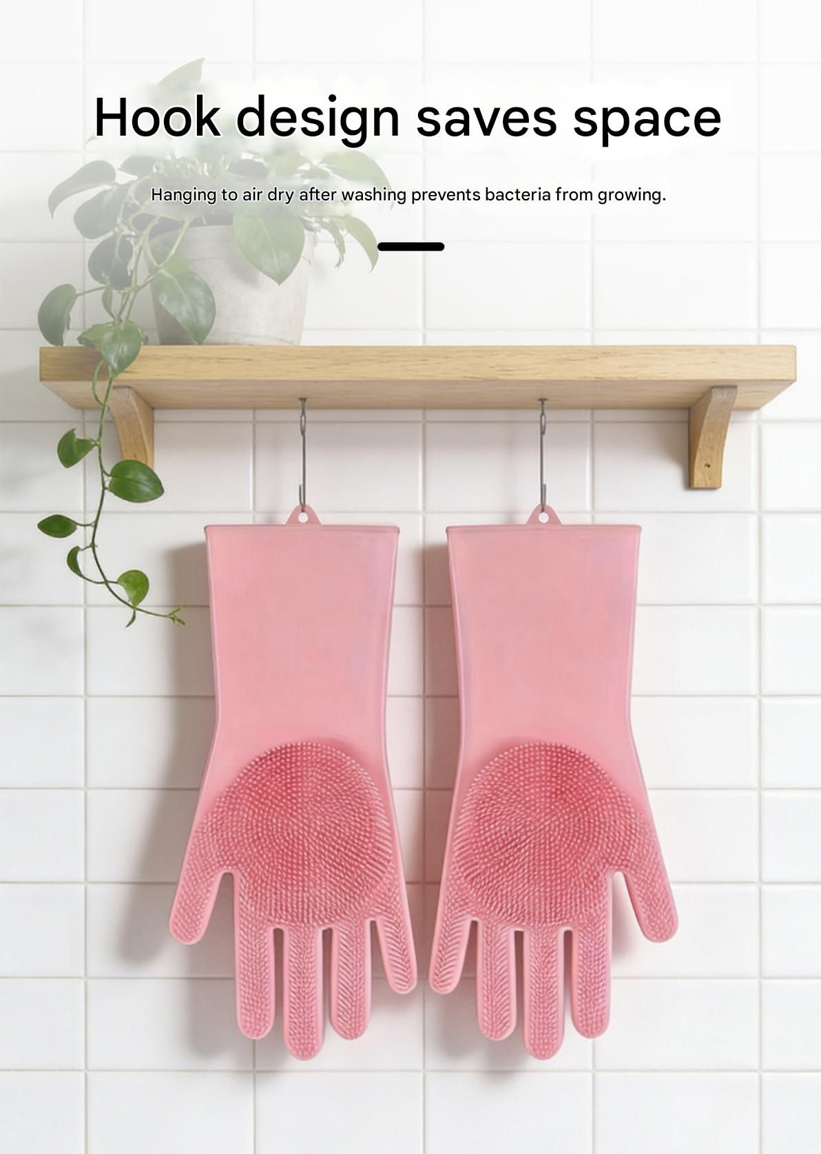 Pink Silicone Pet Bathing Gloves - Pink Double-Sided Design for Cats and Dogs view 8