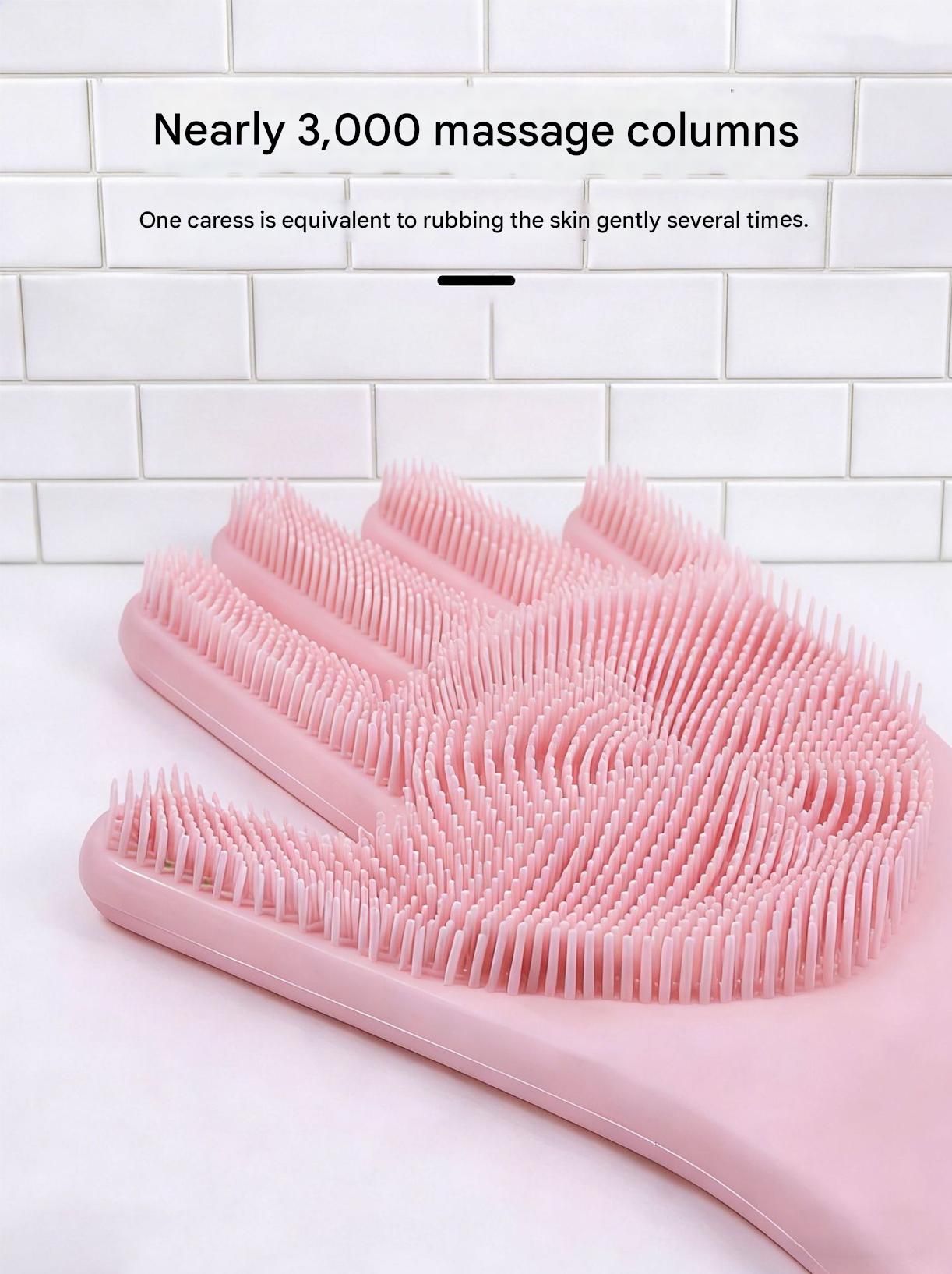 Purple Silicone Pet Bathing Gloves - Pink Double-Sided Design for Cats and view 4