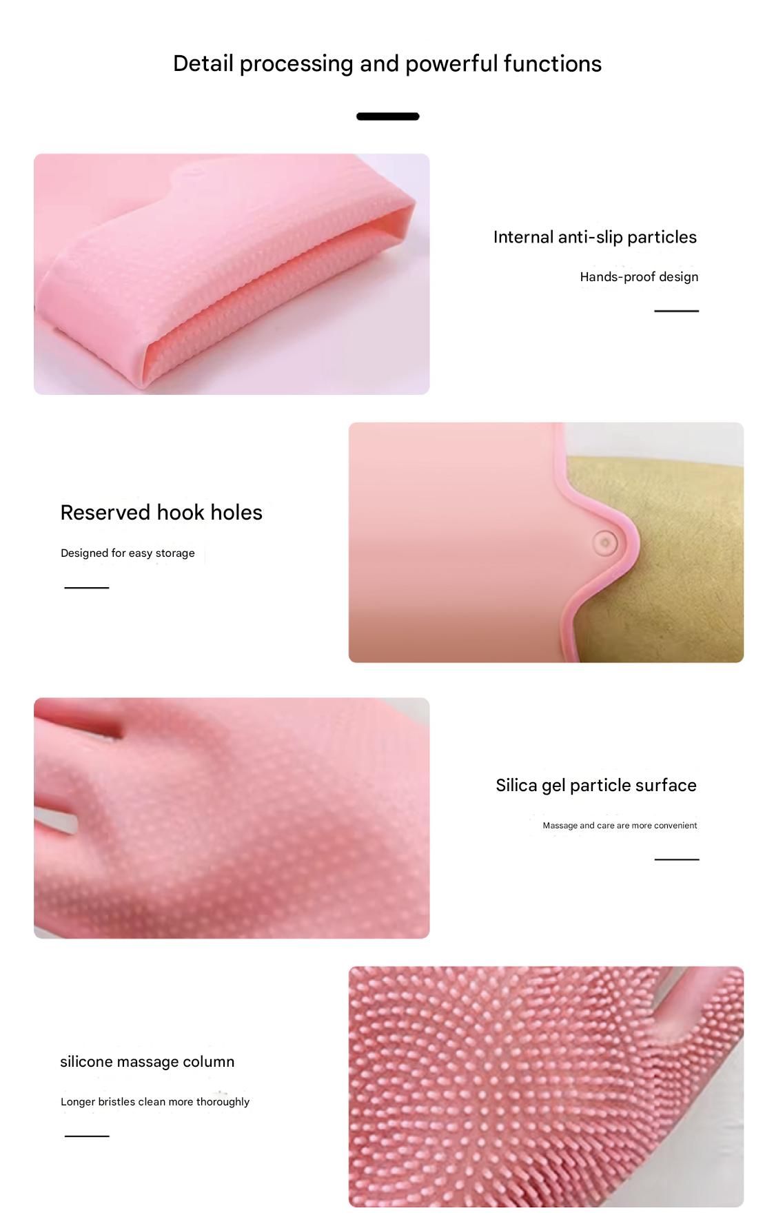 Purple Silicone Pet Bathing Gloves - Pink Double-Sided Design for Cats and view 9