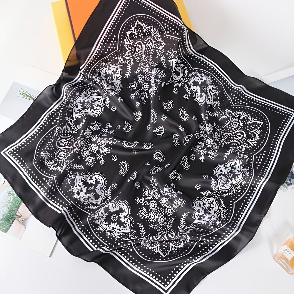 Pink and white Women's 70cm Square Scarf - Bohemian Paisley & Vintage Print view 2