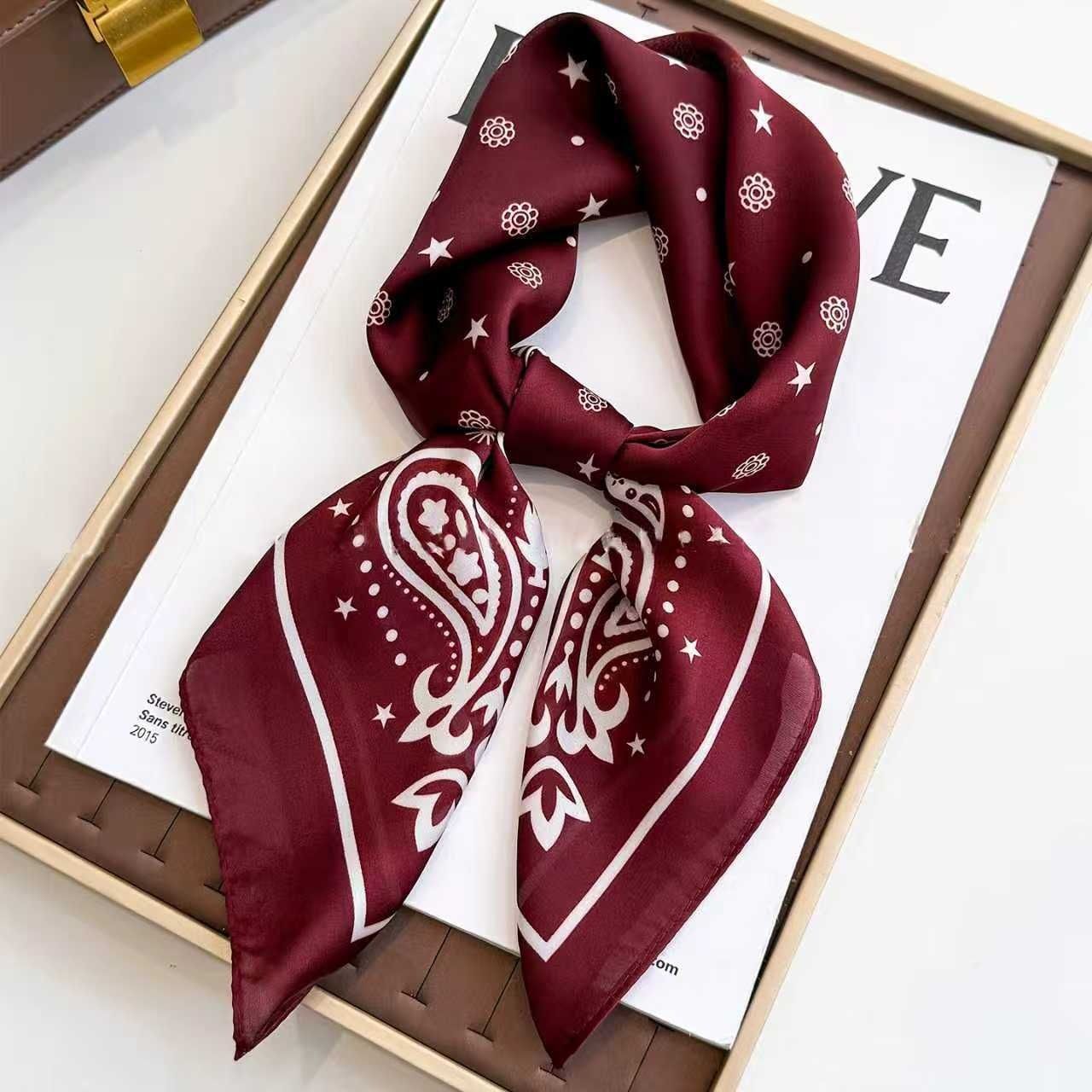 Black Women's 70cm Square Scarf - Bohemian Paisley & Vintage Print Collection view 2