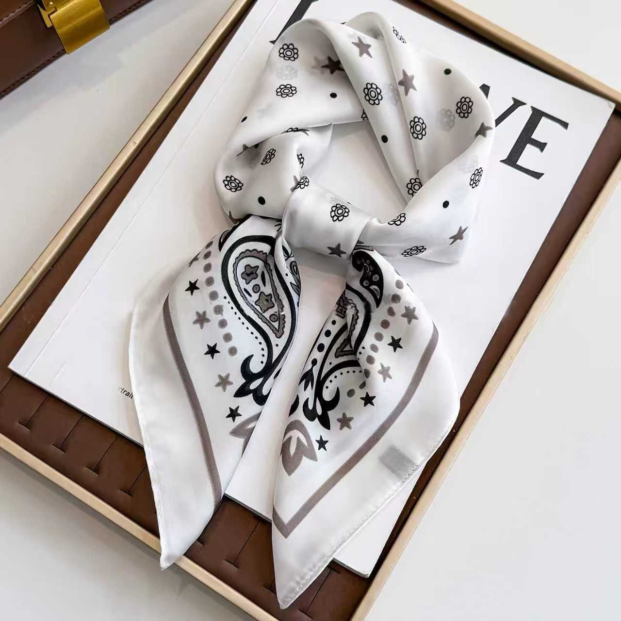 Bohemian Blue Women's 70cm Square Scarf - Bohemian Paisley & Vintage Print view 5