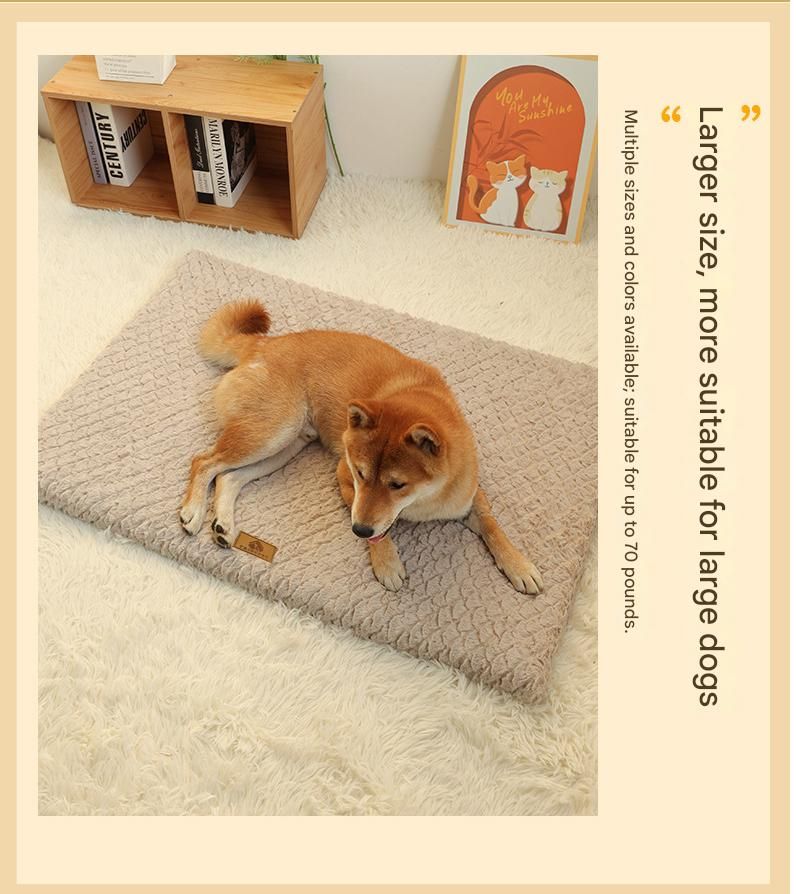 Grey XL size Pet Dog Bed Mat - Plush Short Fur Cover with Wave Foam Padding view 4