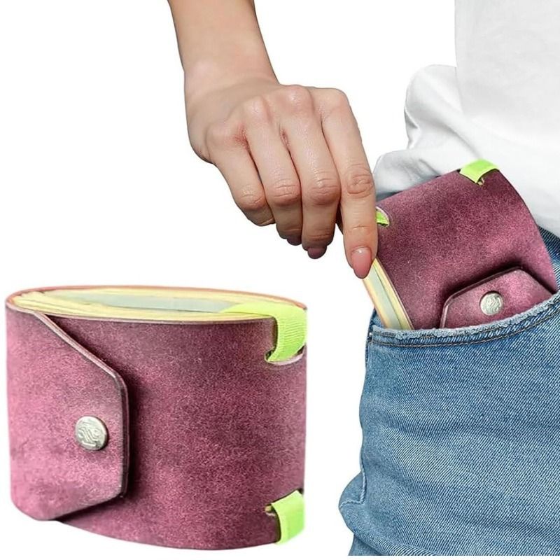 Purple Cash Wrap Wallet - Compact Snap Closure Card and Bill Holder view 5