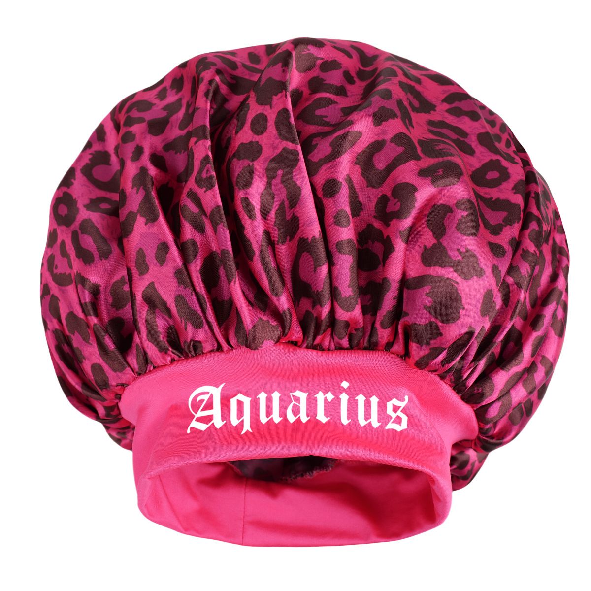 Aquarius -Rose Red Leopard Print Satin Sleep Bonnet - Large Size Hair — image 1
