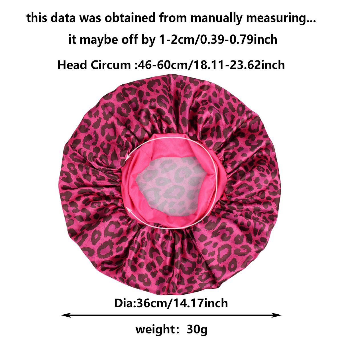 Capiricorn -Rose Red Leopard Print Satin Sleep Bonnet - Large Size Hair view 4