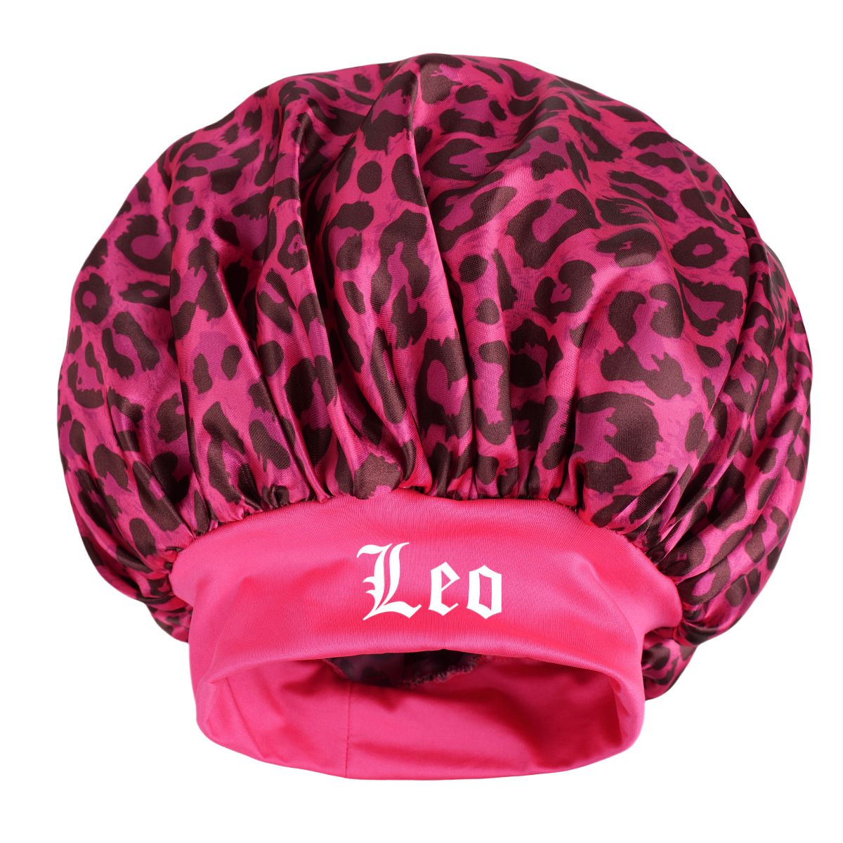 Leo -Rose Red Leopard Print Satin Sleep Bonnet - Large Size Hair Protection — image 1