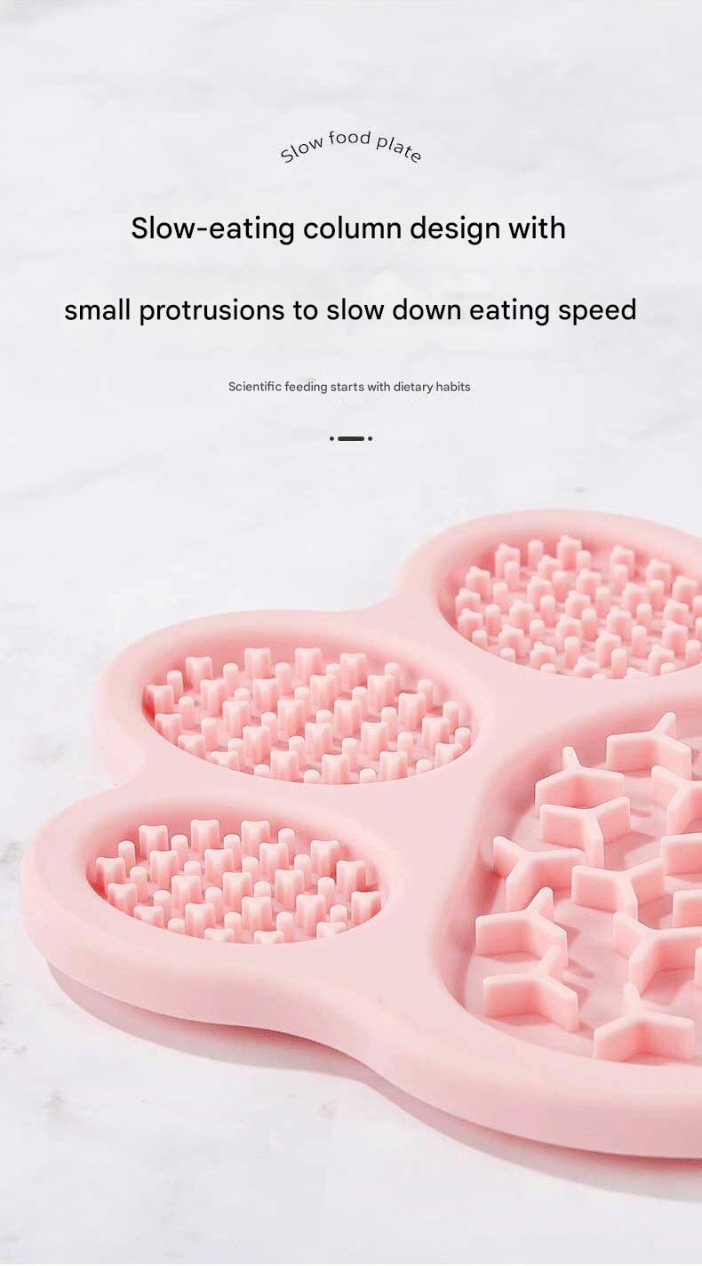 Pink Silicone Slow Feeder Lick Mat for Dogs and Cats - Paw Shaped Non Slip Pet view 6