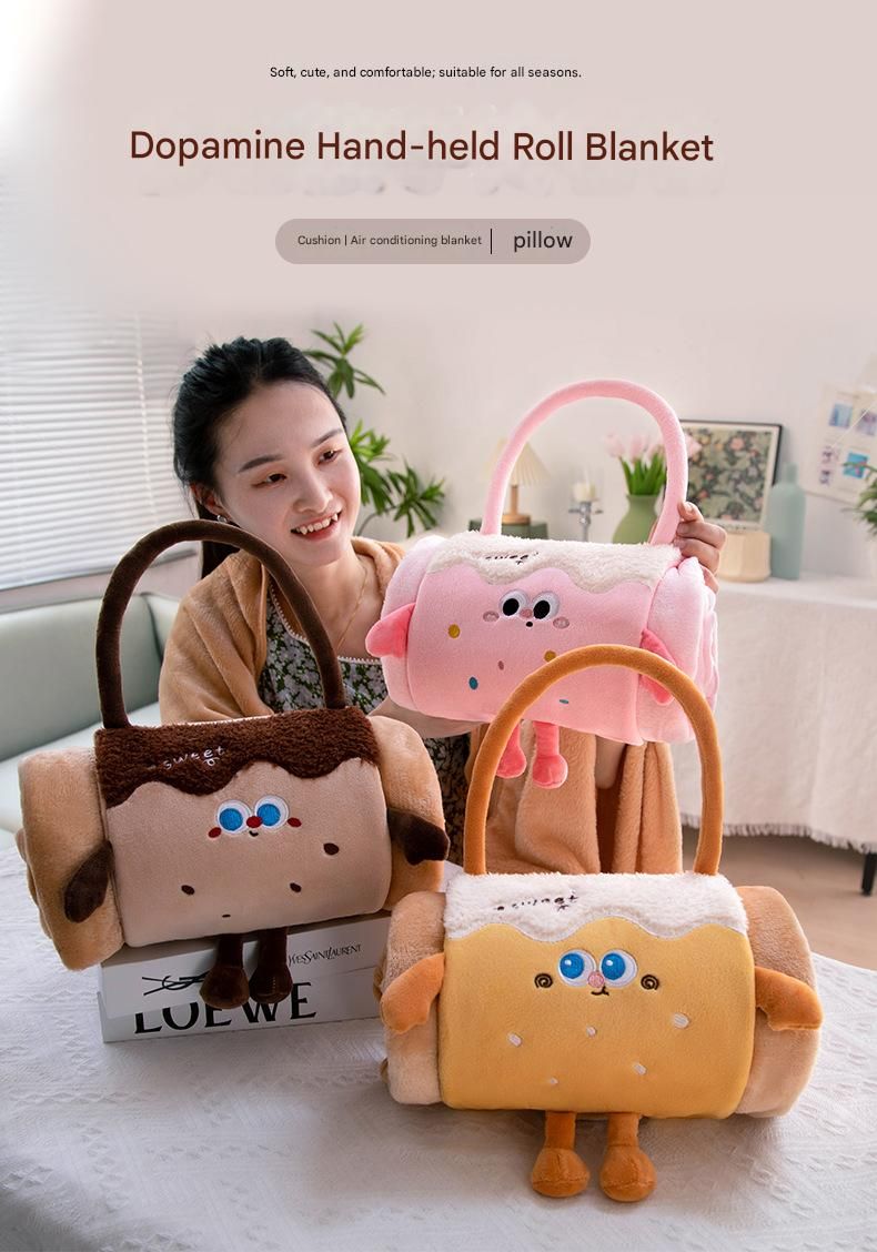 Brown Puppy 80*100cm Cartoon Hand-Carry Roll-Up Blanket - Plush Flannel Nap view 2