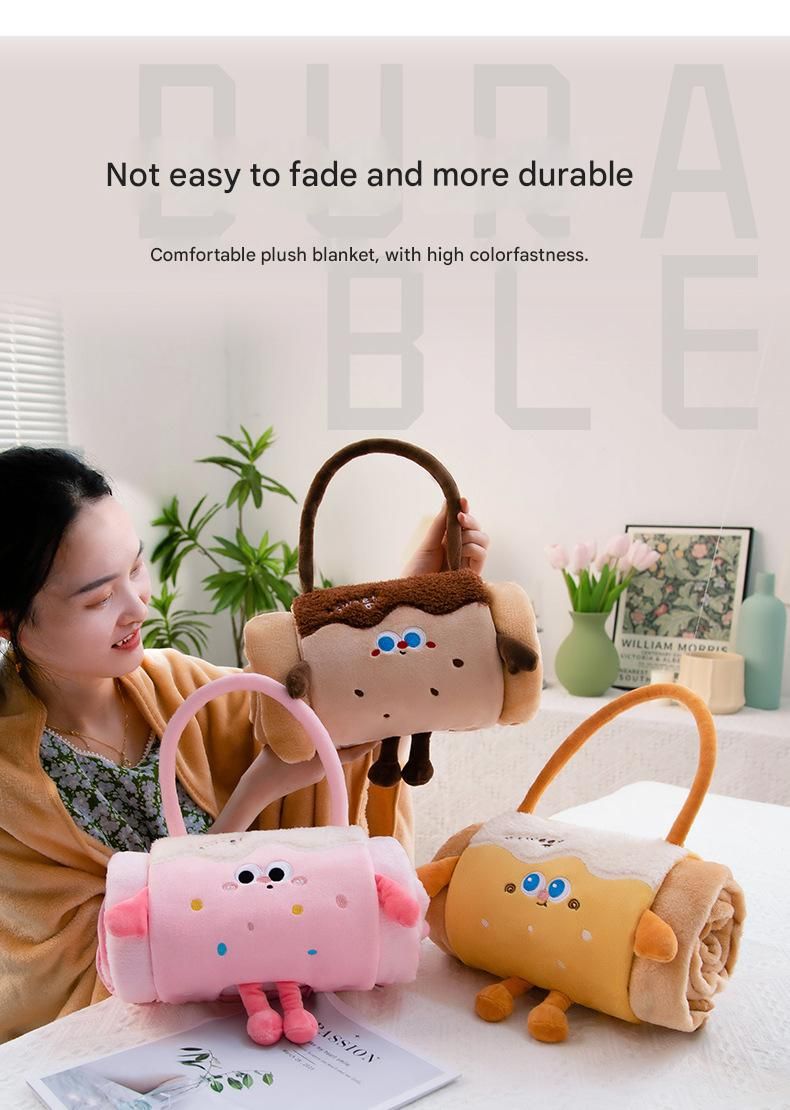 Pink 100*170cm Cartoon Hand-Carry Roll-Up Blanket - Plush Flannel Nap Blanket view 6