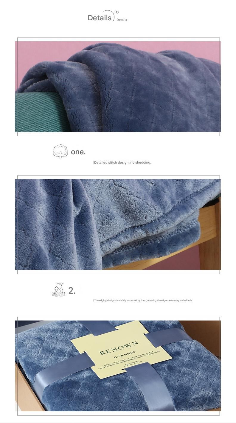 Grey 150*200cm Flannel Fleece Blanket - Quilted Diamond Pattern view 5