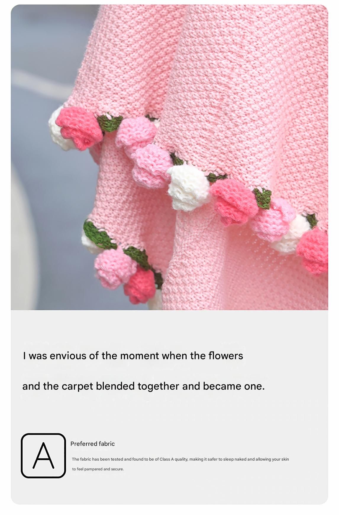 Pink and White Diameter: 160 cm -99 Woven Flowers Handmade Rose Bouquet Knit view 5