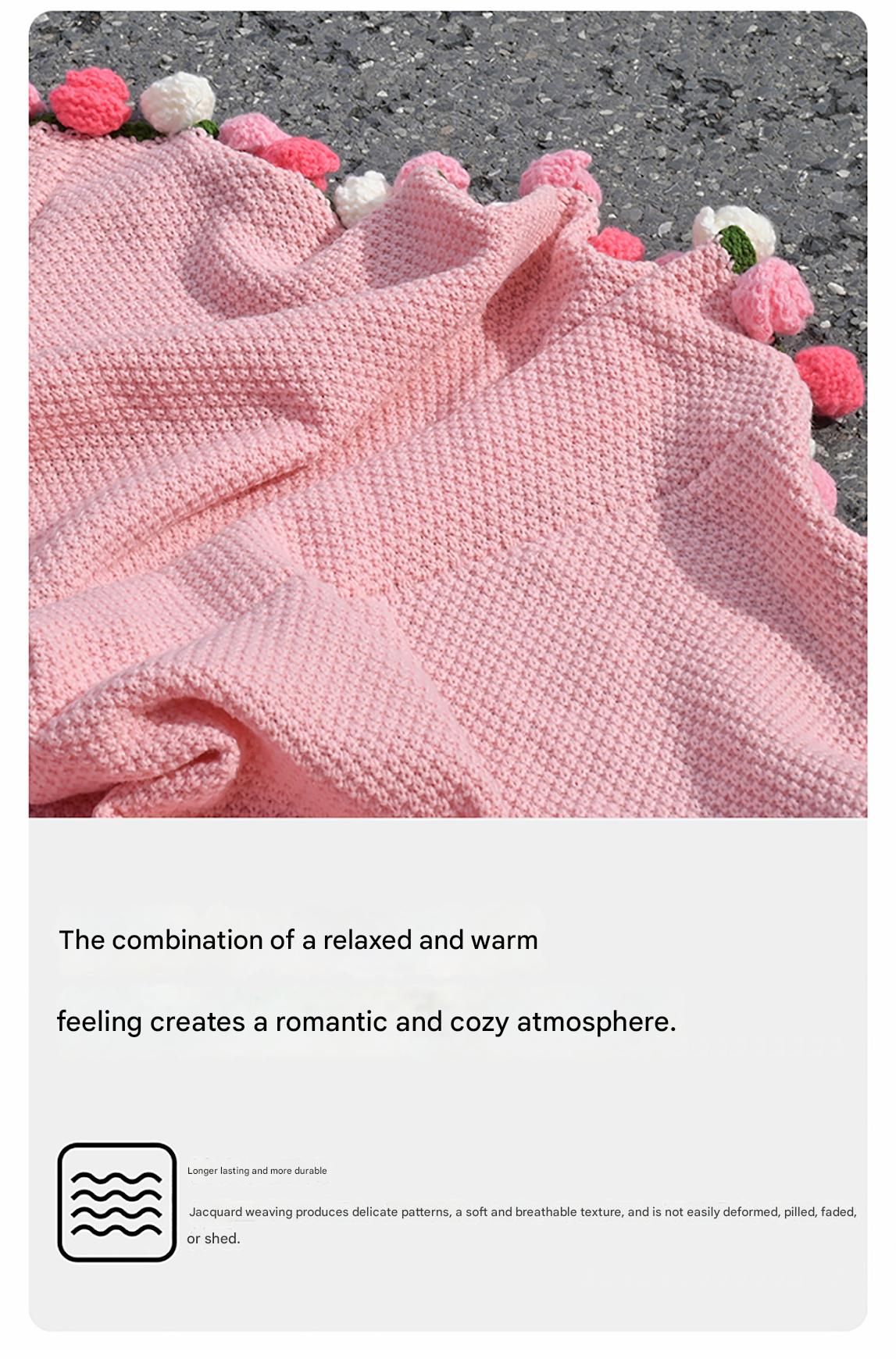 Pink and White Diameter: 160 cm -99 Woven Flowers Handmade Rose Bouquet Knit view 7
