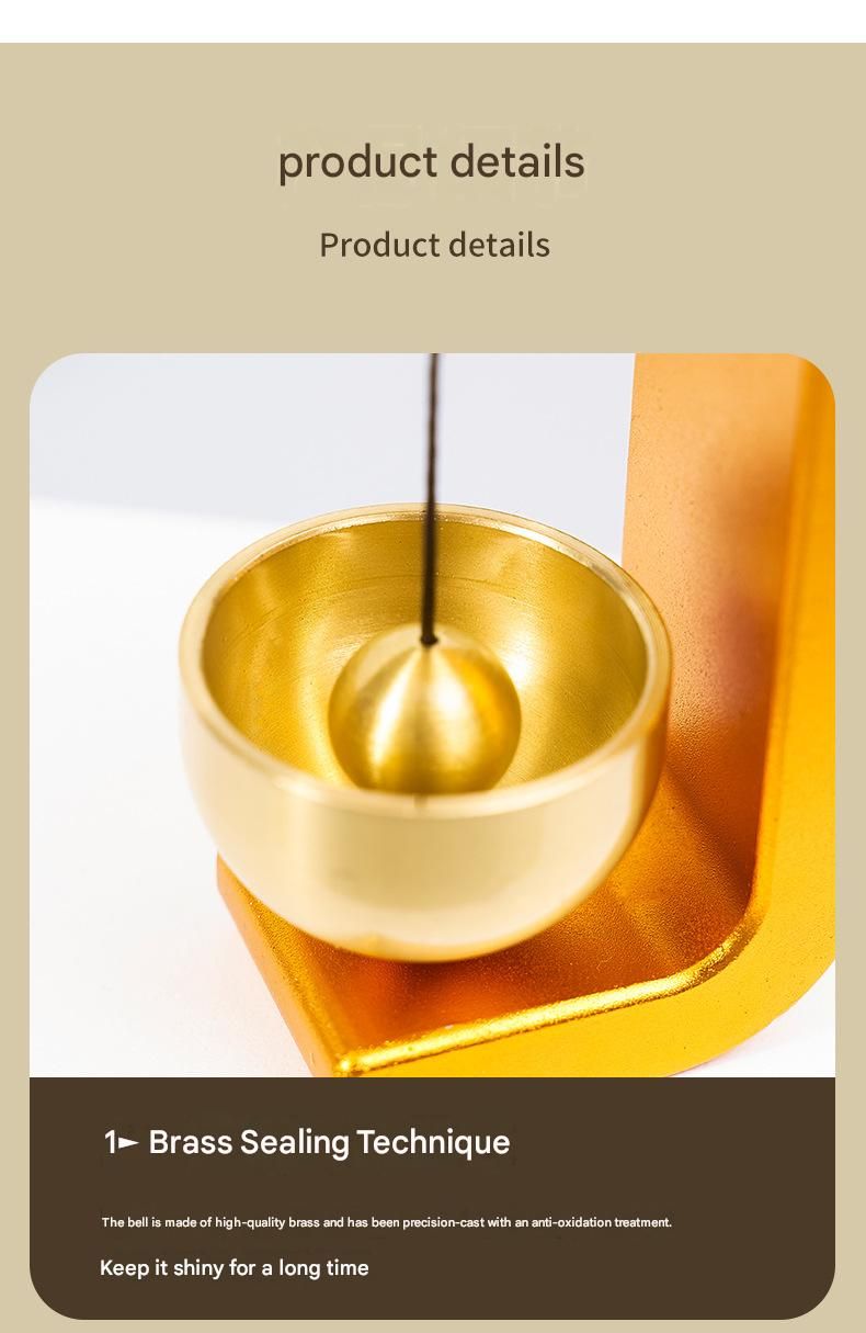 White Magnetic Door Bell Chime - Dopamine Style Brass Bell with Alloy Frame view 8