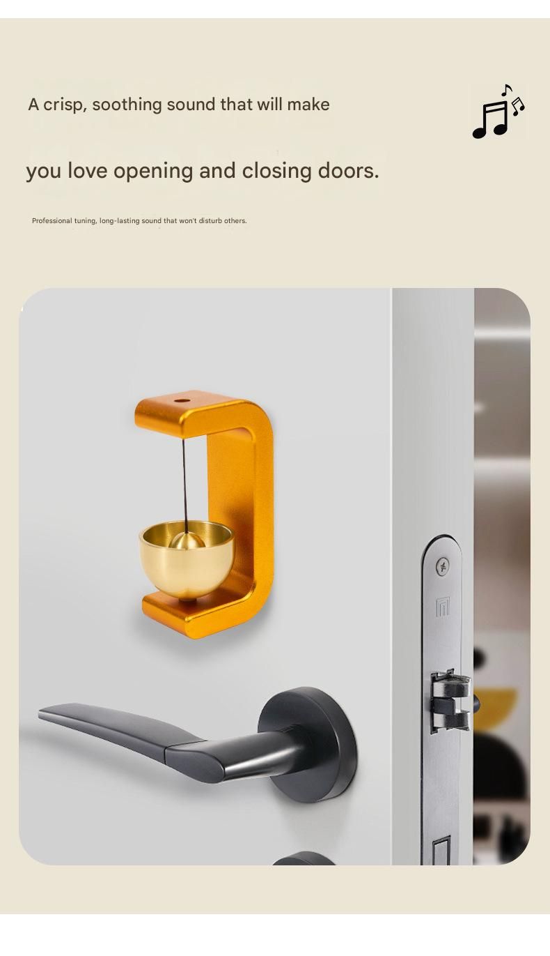 Black Magnetic Door Bell Chime - Dopamine Style Brass Bell with Alloy Frame view 6