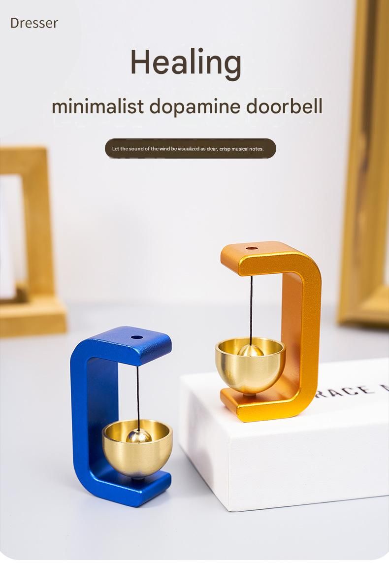Blue Magnetic Door Bell Chime - Dopamine Style Brass Bell with Alloy Frame view 2