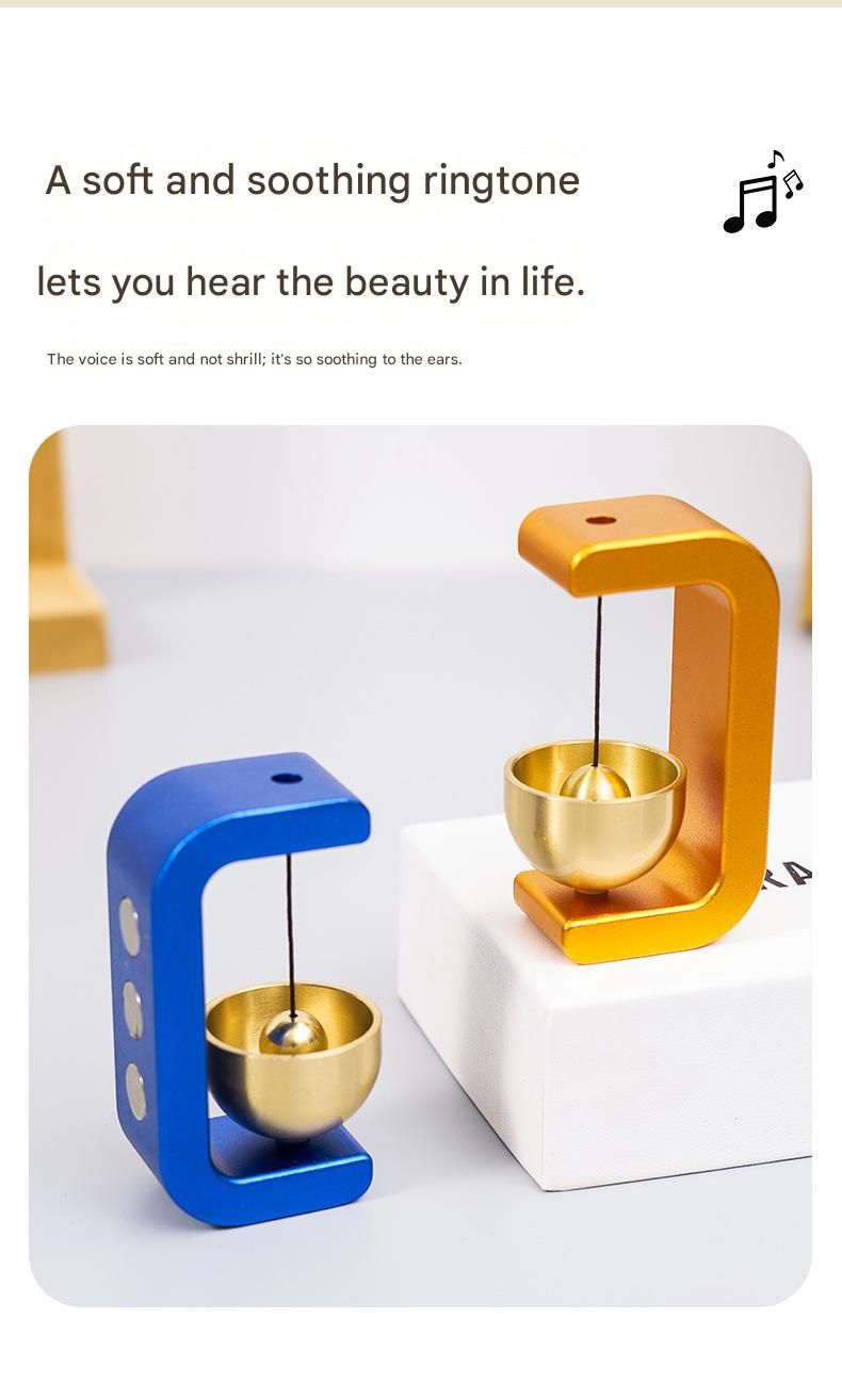 Yellow Magnetic Door Bell Chime - Dopamine Style Brass Bell with Alloy Frame view 5