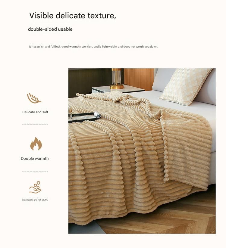 150*200cm Red Solid Colour Flannel Throw Blanket - Thick Double-Sided Fleece view 6