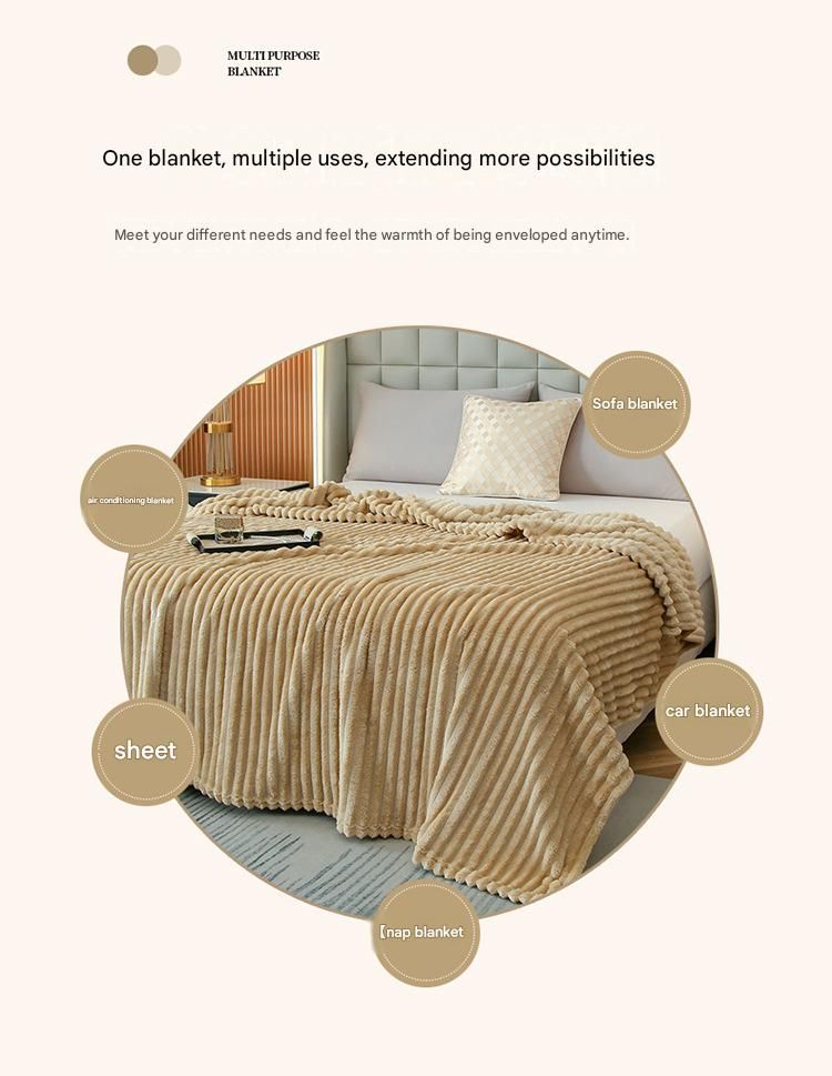 200*230cm Brown Solid Colour Flannel Throw Blanket - Thick Double-Sided Fleece view 9