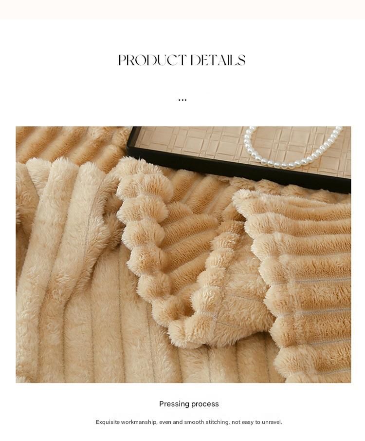 200*230cm Beige Solid Colour Flannel Throw Blanket - Thick Double-Sided Fleece view 11